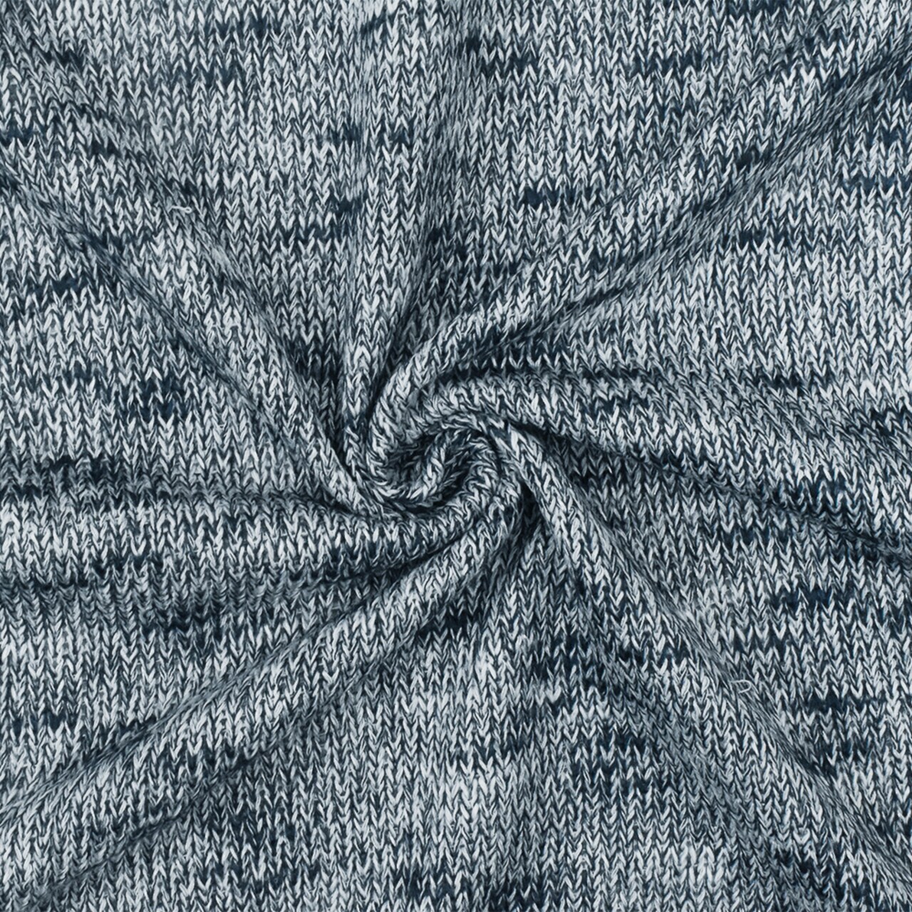 Steel Blue-White Slub-Like Texture Stretch Jersey Knit Fabric By the Yard